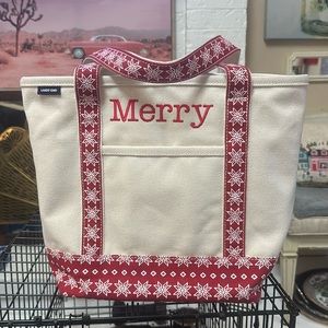 Land’s End Embroidered Holiday Canvas Tote